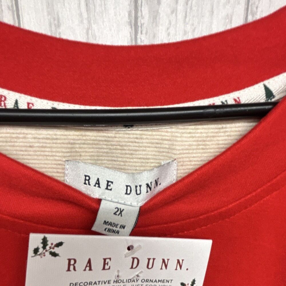 Rae Dunn Womens 2X Red 'Tis the Season' Christmas Crewneck Raglan Relaxed - Picture 2 of 6